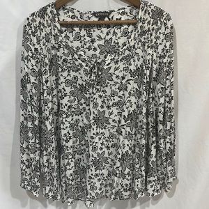 Express black and white floral blouse size medium